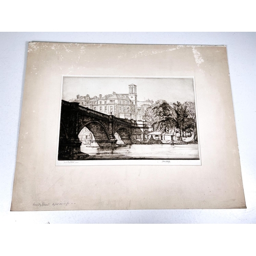 811 - J FRANCIS SMITH - etching Tewkesbury 23x28cm and 5 other British school etchings 