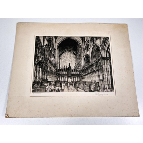 811 - J FRANCIS SMITH - etching Tewkesbury 23x28cm and 5 other British school etchings 