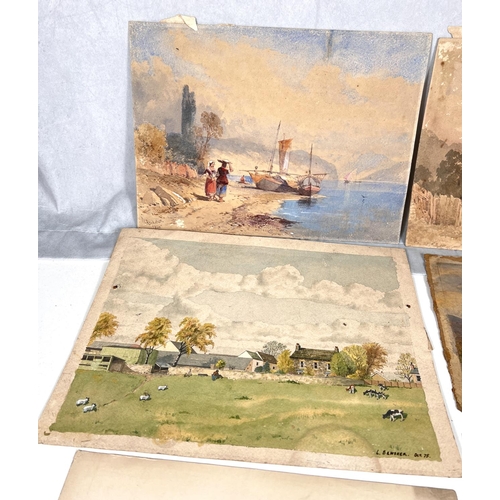 817 - THOMAS LEESON ROWBOTHAM- water colour Italian lake scene ,signed and dated 1856 and 7 other water co... 