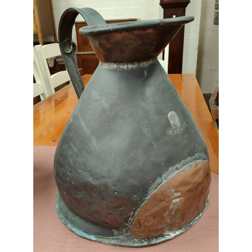 182 - A large 19th century 4 gallon conical large beer jug (with repairs)