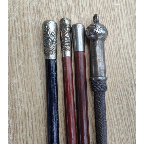 308 - An early 20th century Royal Engineers swagger stick, Liverpool Scottish King's swagger stick and ano... 