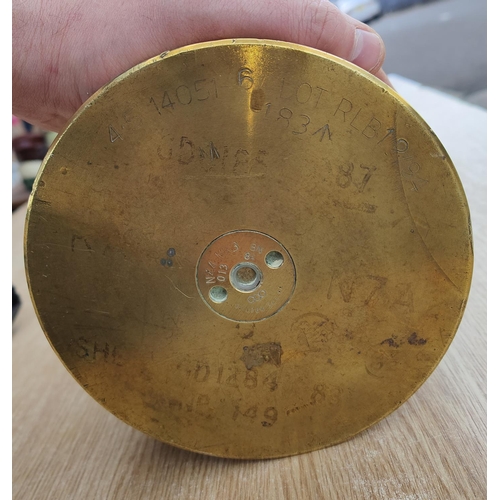 309 - A large mid / late 20th century naval brass shell casing as used in Falklands, 4.5 N44MK3, height 70... 