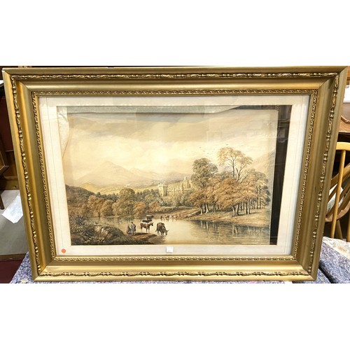 837 - A 19th century valley in a landscape, oil on canvas, signed indistinctly, 40 x 54 framed and glazed;... 