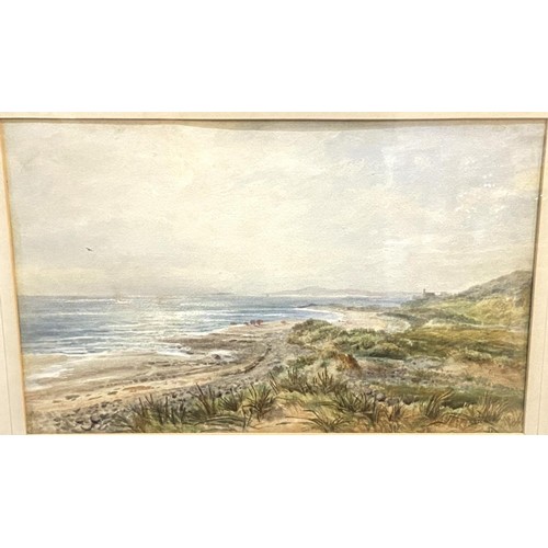 839 - A 19th century coastal landscape, watercolour, unsigned, 32 x 52cm framed and glazed and 4 other wat... 