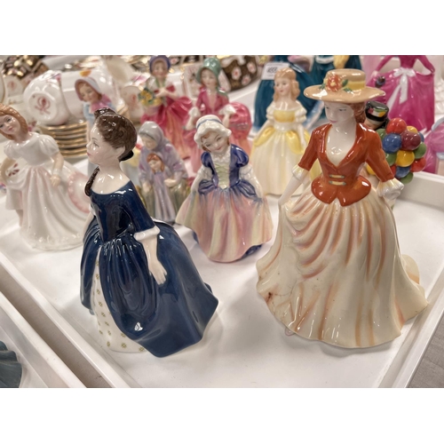 454 - A selection of 10 small Royal Doulton figures:- Cissie HN1809, Bo Peep HN1811, Penny HN2424, Old Bal... 