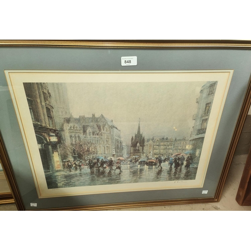 848 - After Bob Richardson, a pencil signed, limited edition print of Albert Square, framed and glazed and... 