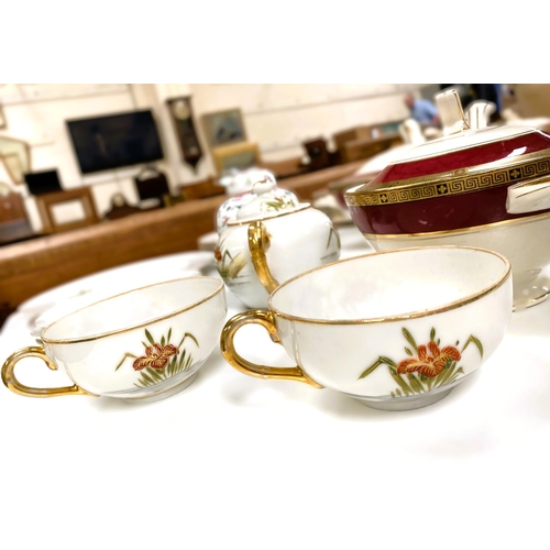 535A - An Adams red and gilt part dinner service and a hand decorated and signed Japanese service