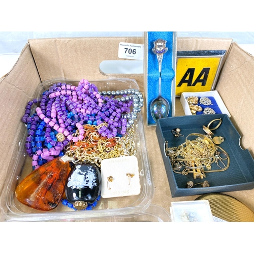 706 - A selection of costume jewellery, watches etc