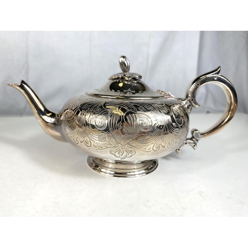 721 - An oval silver plated gallery tray and silver plated tea/coffee pots