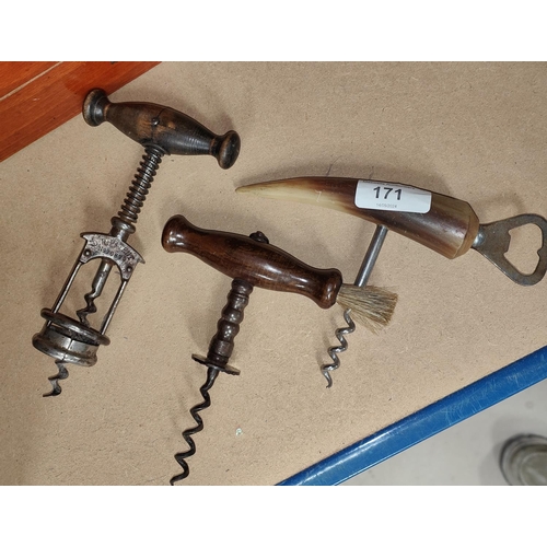 171 - Three vintage corkscrews