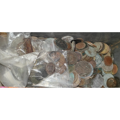 95 - A bulk quantity of metal detector finds:  Roman coins; tokens; buttons, 1.1kg approx.