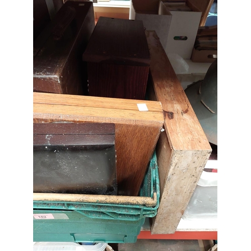 102 - A selection of wooden boxes; a small case with photo albums etc