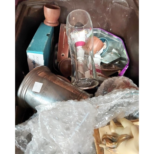 110 - Three copper trays, 3 wooden trays and bric a brac