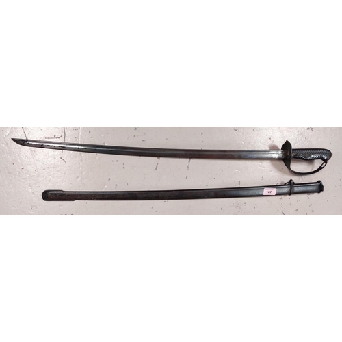 122 - A 19th century sabre in scabbard, overall length 93cm