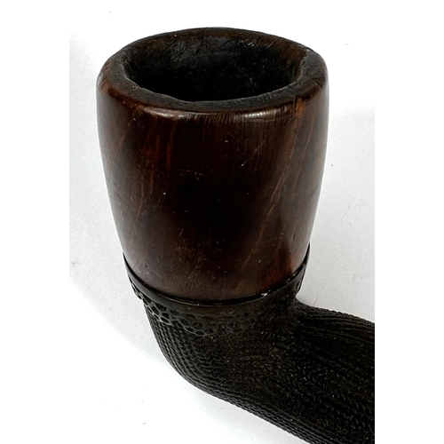 132 - A novelty briar tobacco pipe in the form of a stockinged leg.