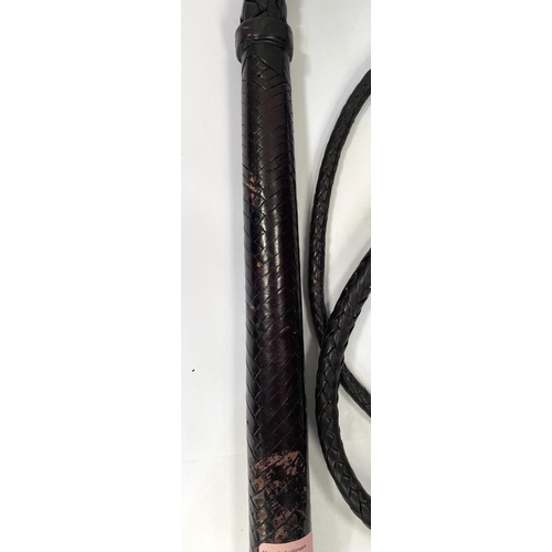 133 - A 12 foot long leather whip