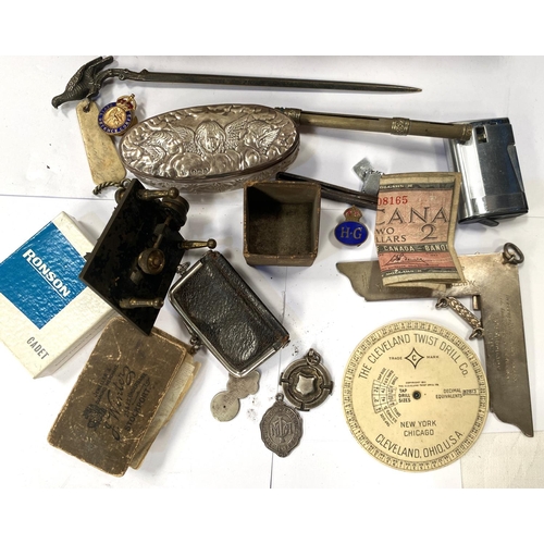 A selection of vintage collectables inc. an embossed hallmarked silver ...