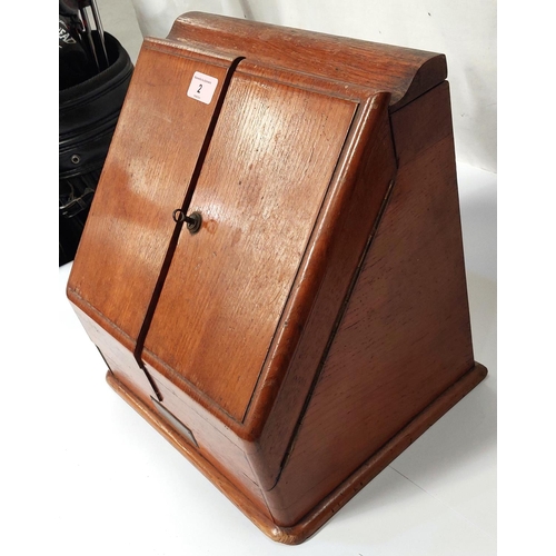 2 - An Edwardian oak slope front correspondence box