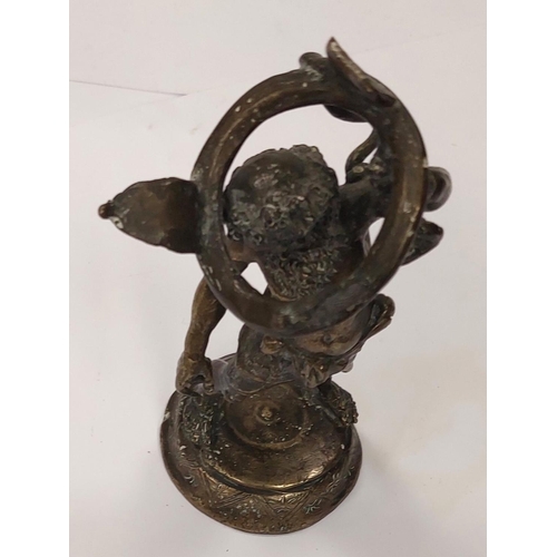 31 - A classical bronze depicting Zeus throwing a table ht. 15cm (a/f).