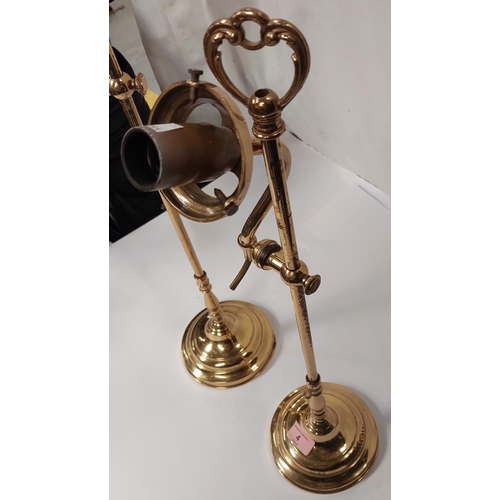 4 - A pair of Edwardian style brass adjustable reading lamps