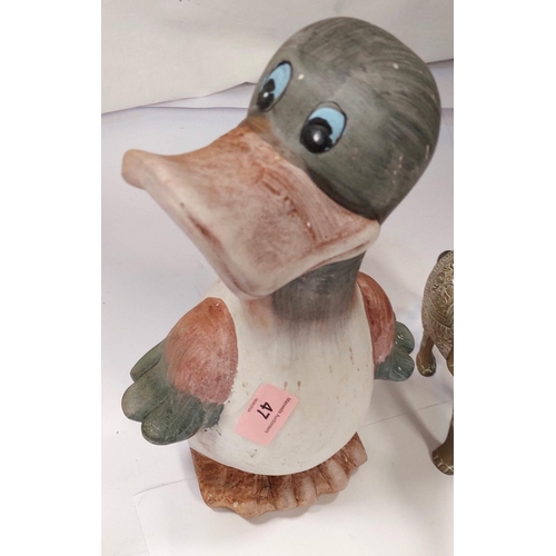 47 - A ceramic duck and other animal figuresNo bids sold with next lot