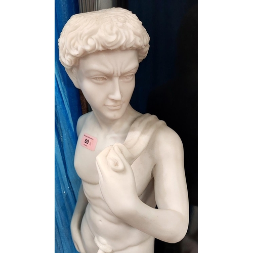 60A - A white marble-effect statue of David, ht. 80cm.