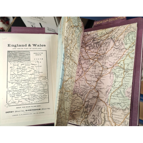 192 - BACON'S CYCLING ROAD MAP OF ENGLAND and SOUTH SCOTLAND:- 9 x 5 miles to the inch scale folding maps,... 