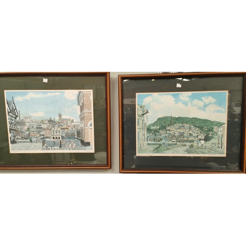 194 - Martin Stuart Moor three artist signed limited edition prints, montages of Macclesfield, Prestbury a... 