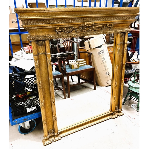 944 - A large 19th century style gilt framed overmantle mirror with twin turned side columns, ht. 133cm&nb... 