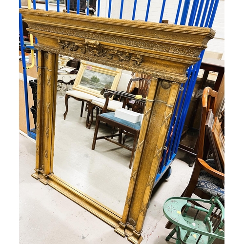 944 - A large 19th century style gilt framed overmantle mirror with twin turned side columns, ht. 133cm&nb... 