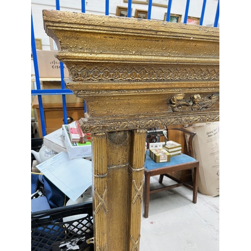 944 - A large 19th century style gilt framed overmantle mirror with twin turned side columns, ht. 133cm&nb... 