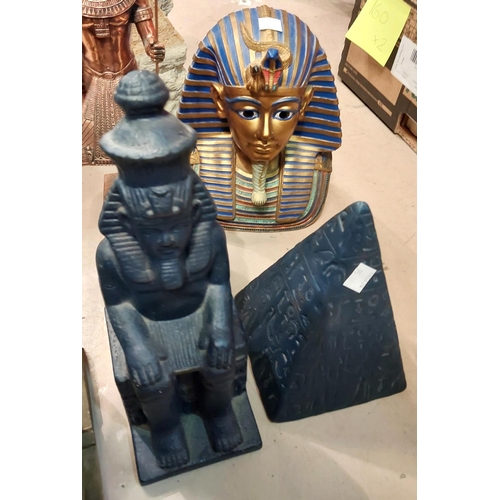 95 - A Pharaoh bust with mirrored head dress and ornamental items