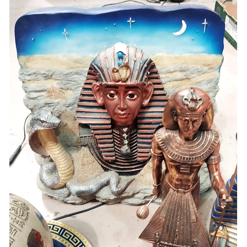 95 - A Pharaoh bust with mirrored head dress and ornamental items