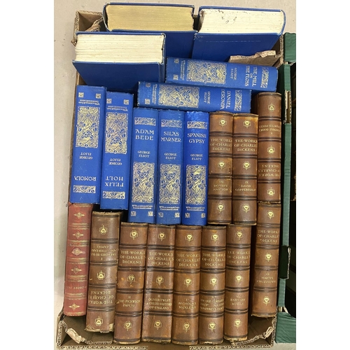 160 - A collection of Charles Dickens leather effect bound works and a selection of other books; a collect... 