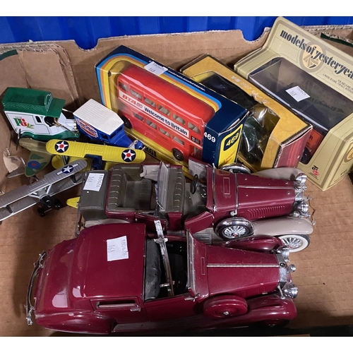 168 - A scale model of a Jaguar Mk II, 3 similar vintage cars, boxed Models of Yesteryear etc