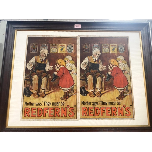 173 - Two Redferns poster, framed and a collection of 50 Wills cigarette cards depicting trains, framed an... 