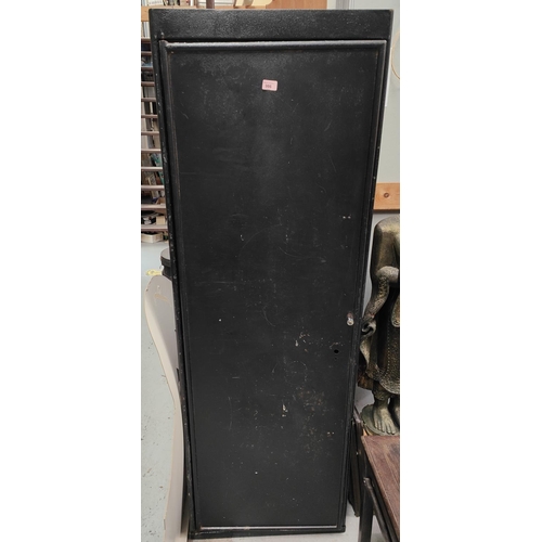 986 - An unusual French black metal single drawer wardrobe 179x50cm 