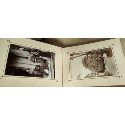 219 - A MOST INTERESTING COUNTRY ESTATE photograph album to include images of skeletons, bicycle riders, a... 