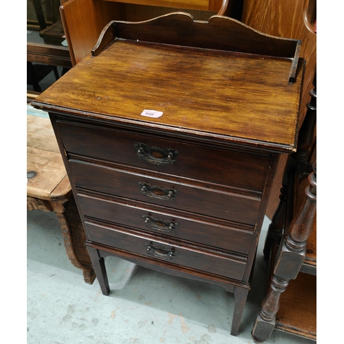 932 - An Edwardian 4 drawer stained wood music cabinet.