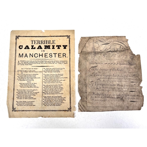 58 - THEATRE ROYAL, Williamson Square, Liverpool, theatre bill 1844, 53 x 24cm; Terrible Calamity in Manc... 