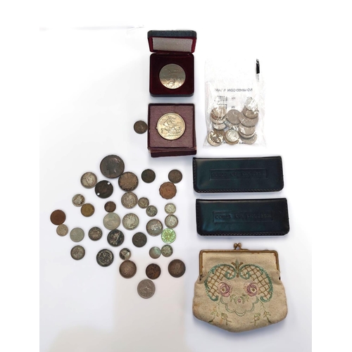 217 - A selection of GB and foreign coins, many with silver content; an 1855 penny