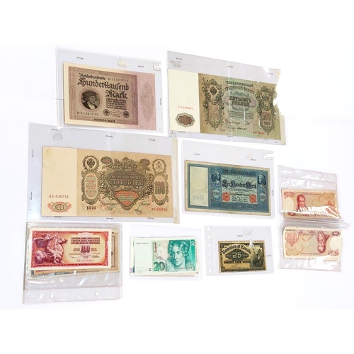 228 - A selection of banknotes including 1900 Canadian 25 cents note