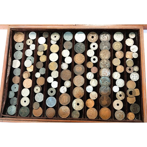 230 - A collection of world coins including some silver and some ancient coins on 3 large trays, (around 3... 