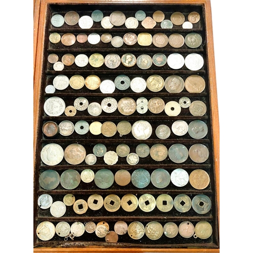 230 - A collection of world coins including some silver and some ancient coins on 3 large trays, (around 3... 