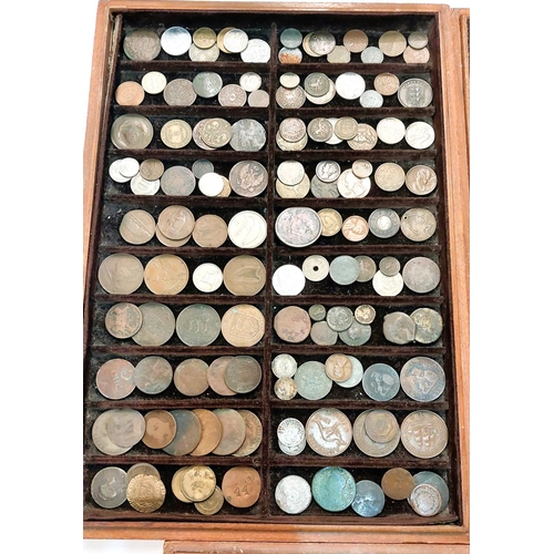 230 - A collection of world coins including some silver and some ancient coins on 3 large trays, (around 3... 