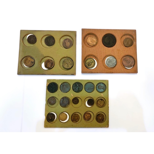 236 - A collection of coins, medallions and tokens on trays 