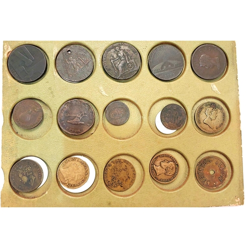 236 - A collection of coins, medallions and tokens on trays 