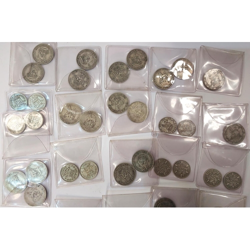 250 - GB pre-47 and pre-20 silver coins including a lustrous 1916 shilling