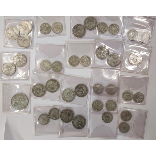 250 - GB pre-47 and pre-20 silver coins including a lustrous 1916 shilling