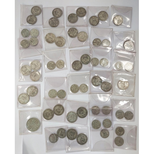 250 - GB pre-47 and pre-20 silver coins including a lustrous 1916 shilling